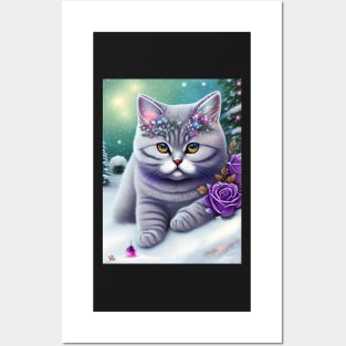 British Shorthair Winter Magic Posters and Art